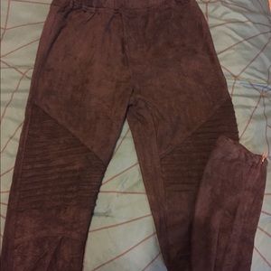 Suede Like Moto Jeggings